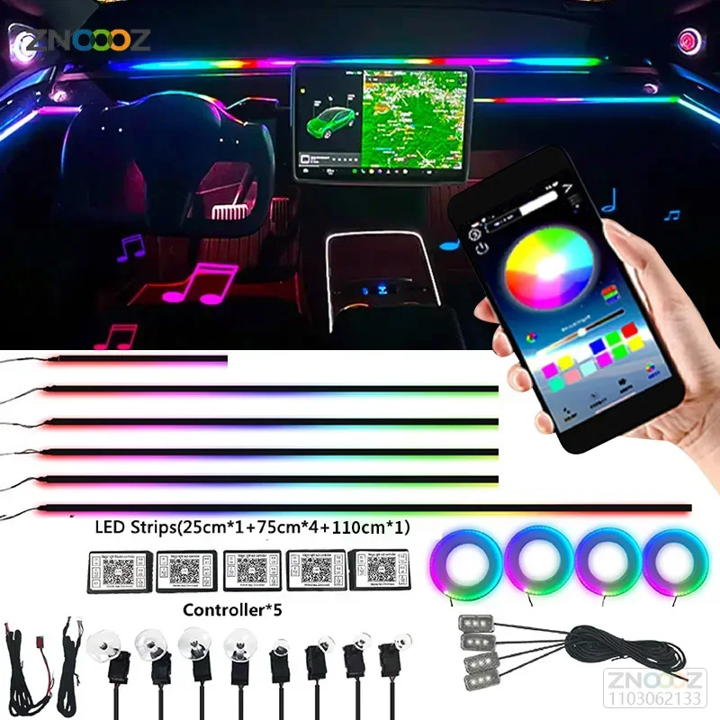 18IN1 Neon Car Interior Ambien - đánh giá và giá Led Ambient Interior Car Lights App Control