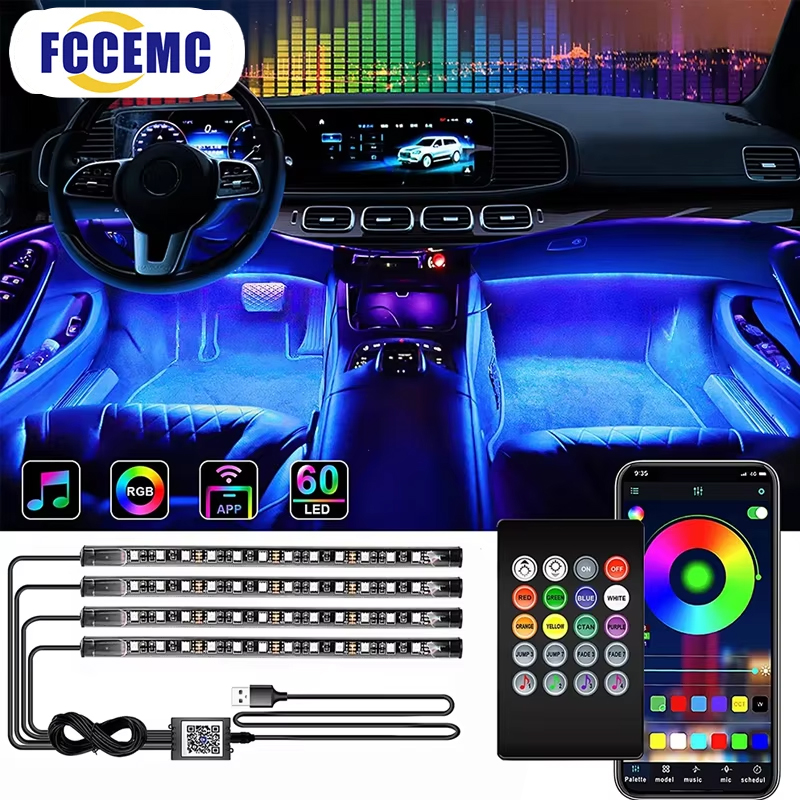 RGB Backlight Remote App Music - đánh giá và giá Led Ambient Interior Car Lights App Control