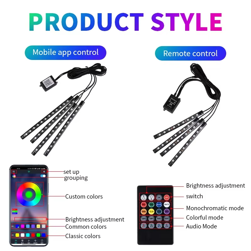 RGB Backlight Remote App Music - đánh giá và giá Led Ambient Interior Car Lights App Control