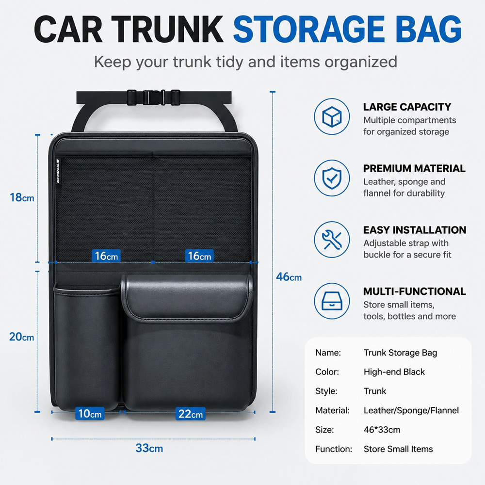 1Pc Kcimo Hanging PU Leather C - đánh giá và giá Car Trunk Organizer Foldable Storage Box